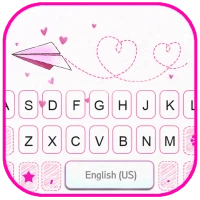 Pink Love Doodle Klavye Arkapl