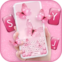 Pink Butterfly Klavye Arkaplan