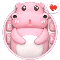 3D Pink Cute Hippo Tema