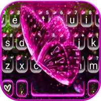 Glitter Pink Butterfly Klavye 