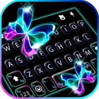 Neon Butterfly Klavye Arkaplan